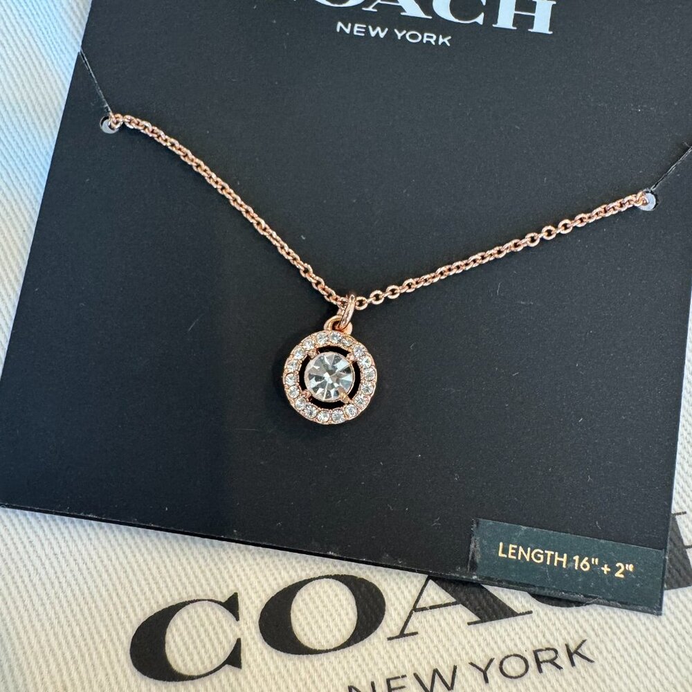 Coach Rose Gold Halo Pave Cubic Zirconia